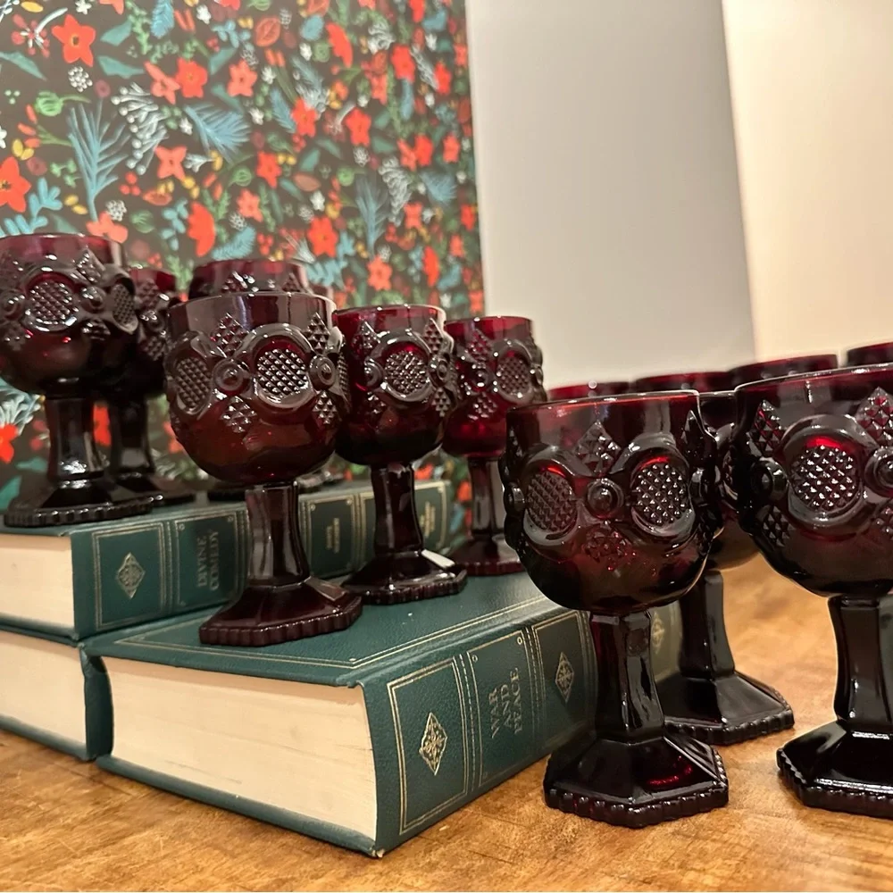 Cape Cod Ruby Wine Glasses by Avon